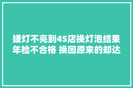 嫌灯不亮到4S店换灯泡结果年检不合格 换回原来的却达标了