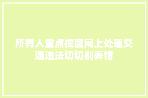 所有人重点提醒网上处理交通违法切切别弄错