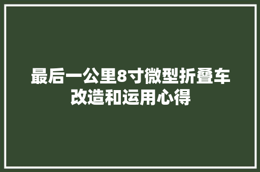 最后一公里8寸微型折叠车改造和运用心得
