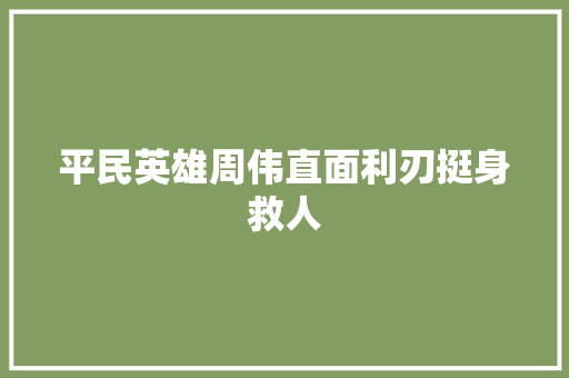 平民英雄周伟直面利刃挺身救人