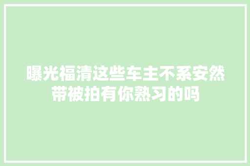 曝光福清这些车主不系安然带被拍有你熟习的吗