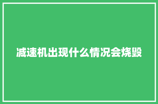 减速机出现什么情况会烧毁