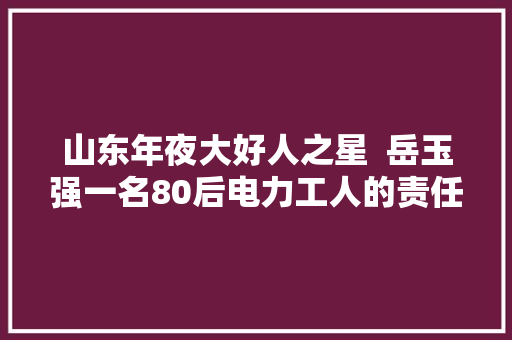 山东年夜大好人之星  岳玉强一名80后电力工人的责任与担当