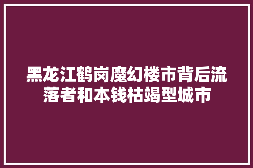 黑龙江鹤岗魔幻楼市背后流落者和本钱枯竭型城市