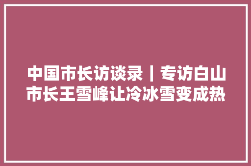 中国市长访谈录｜专访白山市长王雪峰让冷冰雪变成热家当