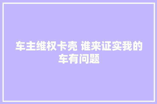 车主维权卡壳 谁来证实我的车有问题