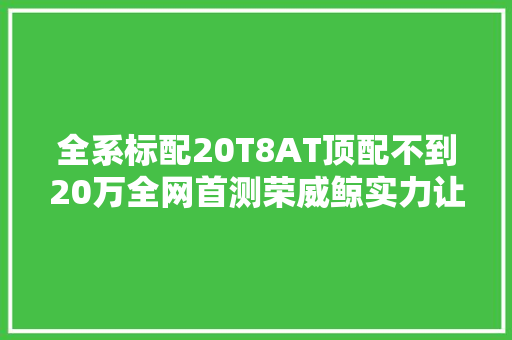 全系标配20T8AT顶配不到20万全网首测荣威鲸实力让人上头