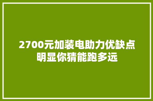 2700元加装电助力优缺点明显你猜能跑多远