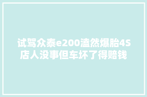 试驾众泰e200溘然爆胎4S店人没事但车坏了得赔钱