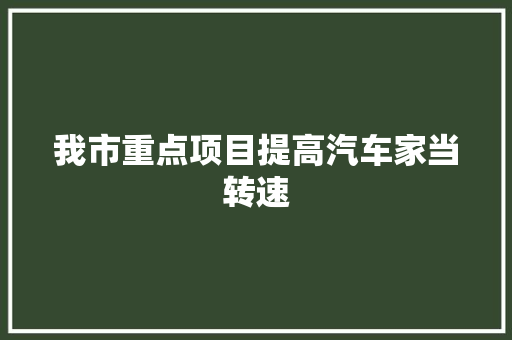 我市重点项目提高汽车家当转速