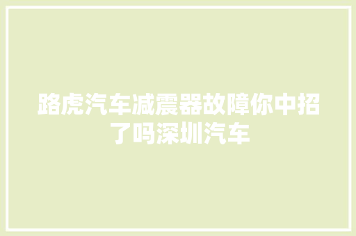 路虎汽车减震器故障你中招了吗深圳汽车