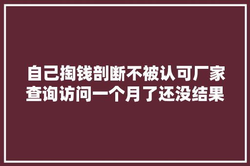 自己掏钱剖断不被认可厂家查询访问一个月了还没结果