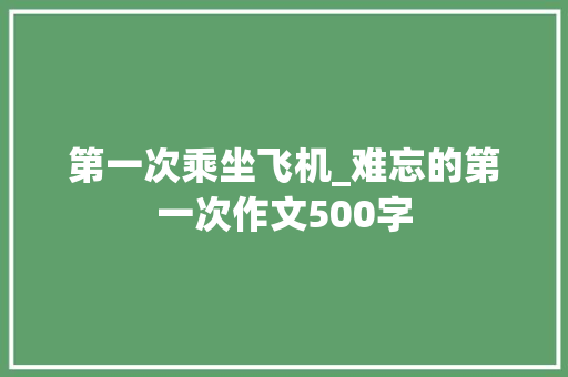 第一次乘坐飞机_难忘的第一次作文500字