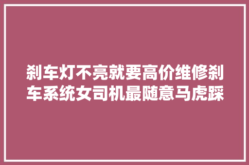 刹车灯不亮就要高价维修刹车系统女司机最随意马虎踩的坑