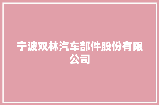 宁波双林汽车部件股份有限公司 汽车知识