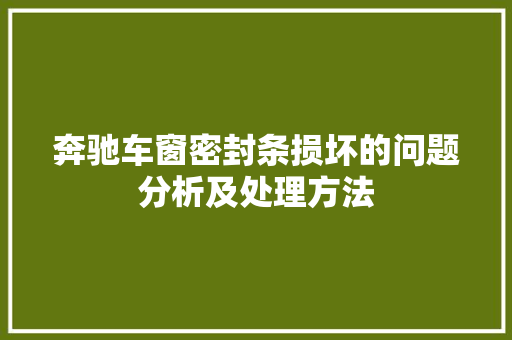 奔驰车窗密封条损坏的问题分析及处理方法