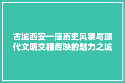 古城西安一座历史风貌与现代文明交相辉映的魅力之城 休闲娱乐