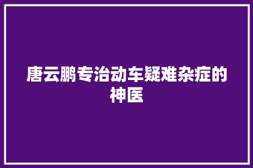 唐云鹏专治动车疑难杂症的神医