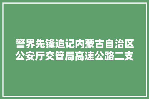 警界先锋追记内蒙古自治区公安厅交管局高速公路二支队通辽大年夜队负责人陈军
