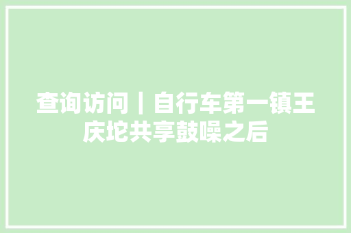 查询访问｜自行车第一镇王庆坨共享鼓噪之后