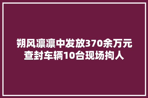 朔风凛凛中发放370余万元查封车辆10台现场拘人