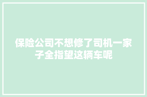 保险公司不想修了司机一家子全指望这辆车呢 汽车知识