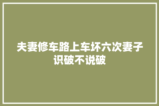 夫妻修车路上车坏六次妻子识破不说破
