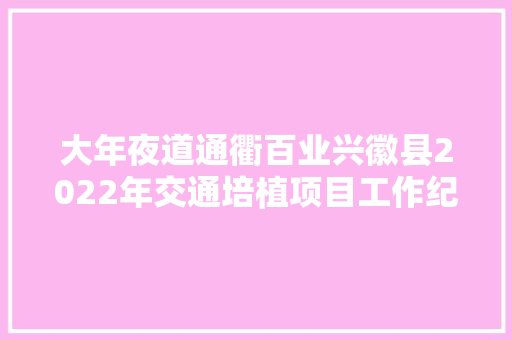 大年夜道通衢百业兴徽县2022年交通培植项目工作纪实