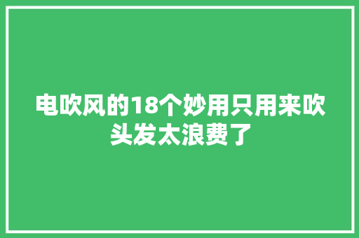 电吹风的18个妙用只用来吹头发太浪费了