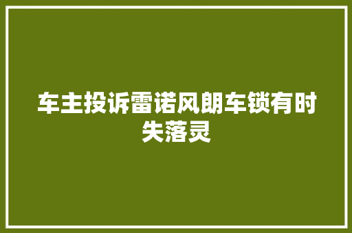 车主投诉雷诺风朗车锁有时失落灵
