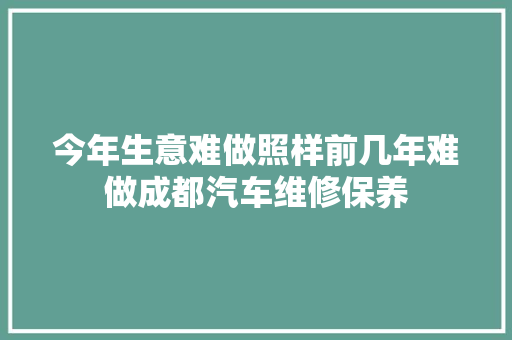今年生意难做照样前几年难做成都汽车维修保养
