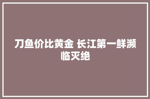 刀鱼价比黄金 长江第一鲜濒临灭绝
