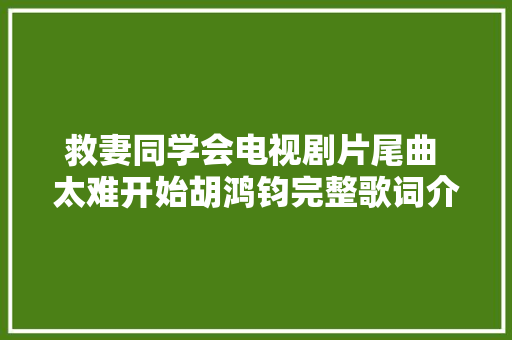 救妻同学会电视剧片尾曲 太难开始胡鸿钧完整歌词介绍 休闲娱乐