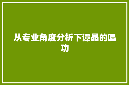 从专业角度分析下谭晶的唱功