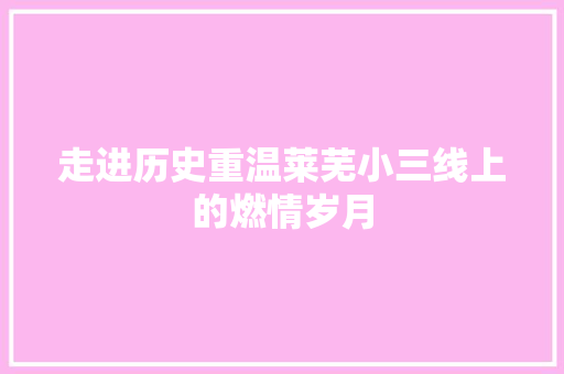 走进历史重温莱芜小三线上的燃情岁月
