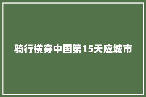 骑行横穿中国第15天应城市 汽车知识