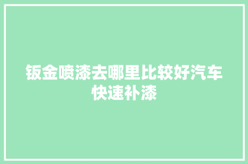 钣金喷漆去哪里比较好汽车快速补漆
