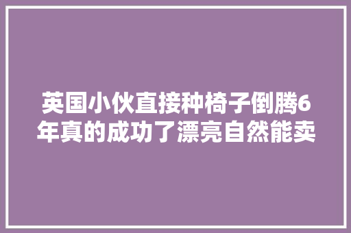 英国小伙直接种椅子倒腾6年真的成功了漂亮自然能卖上万