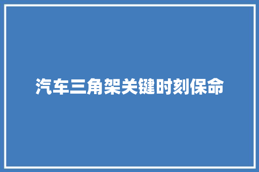 汽车三角架关键时刻保命