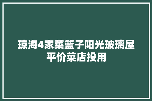 琼海4家菜篮子阳光玻璃屋平价菜店投用