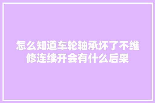 怎么知道车轮轴承坏了不维修连续开会有什么后果