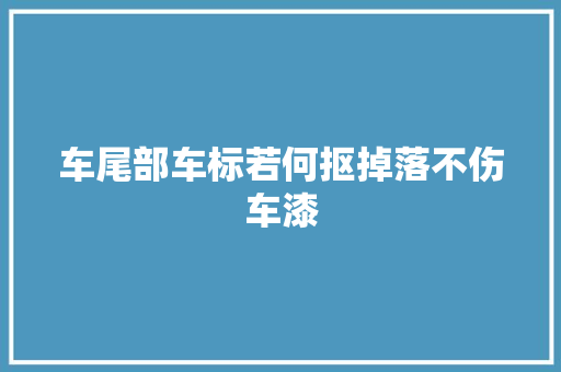 车尾部车标若何抠掉落不伤车漆