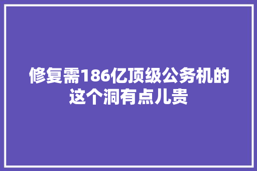 修复需186亿顶级公务机的这个洞有点儿贵