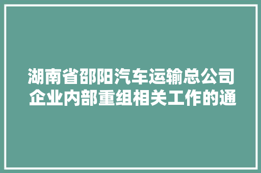 湖南省邵阳汽车运输总公司 企业内部重组相关工作的通知布告