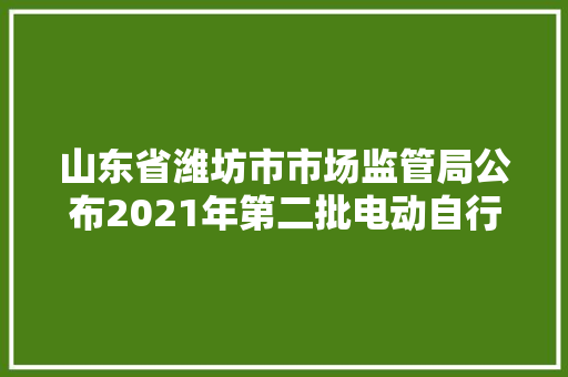 山东省潍坊市市场监管局公布2021年第二批电动自行车产品质量市级监督抽查结果