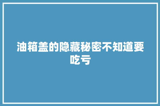 油箱盖的隐藏秘密不知道要吃亏