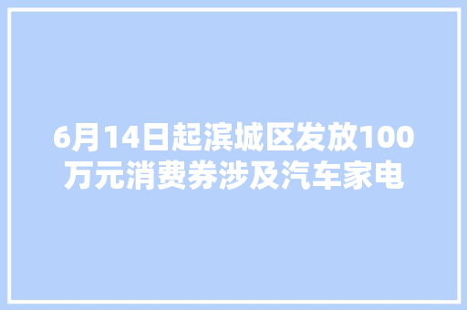 6月14日起滨城区发放100万元消费券涉及汽车家电