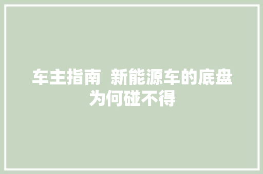 车主指南  新能源车的底盘为何碰不得