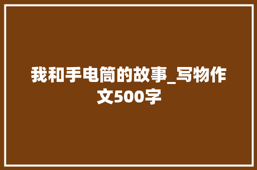 我和手电筒的故事_写物作文500字