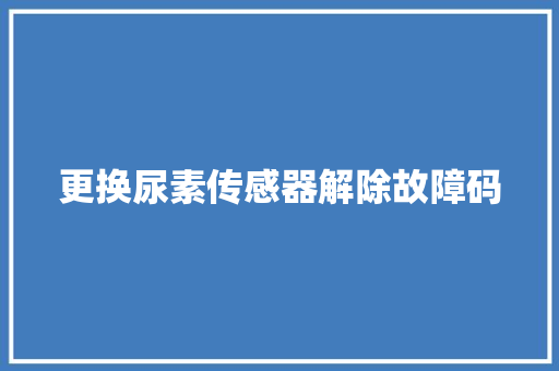 更换尿素传感器解除故障码